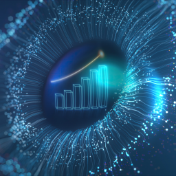 Irsi in Blautönen in der Mitte eine Entwicklungsgrafik